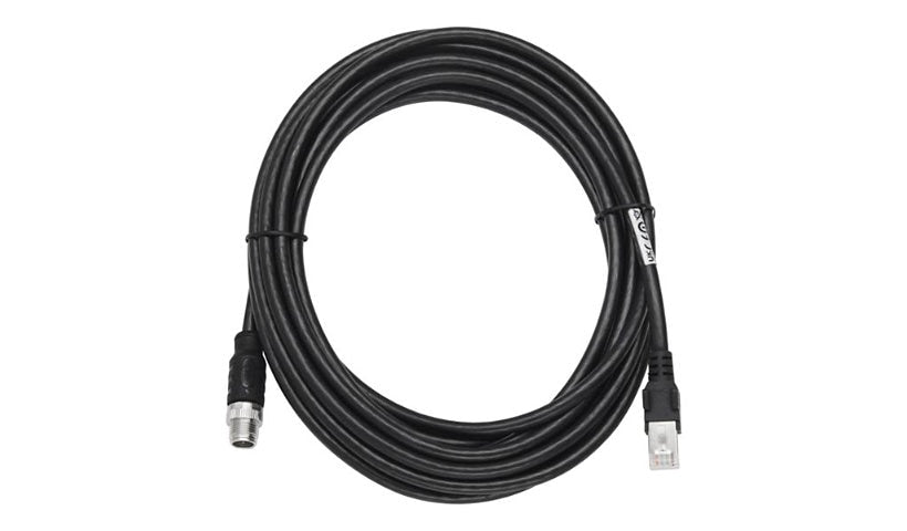 Zebra 3m (9.8ft) CAT6 M12-X 8-Pin Male to RJ-45 Male Network Cable, PoE+ Ready, Black, CBL-ENT00301-M1200