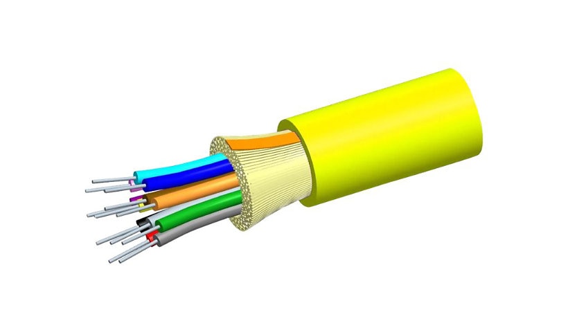 CommScope TeraSPEED 500m (1640ft) 12-Fiber Single Mode Fiber Optic Bulk Cable, Riser-Rated OFNR, Yellow, 760004440