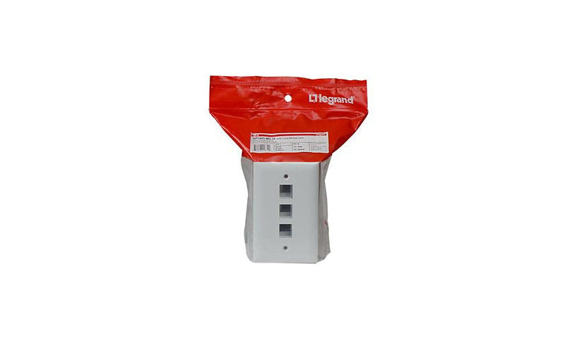 Legrand WP3403WH On-Q 3-Port Vertical Keystone Wall Plate White