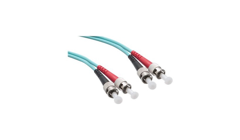 Axiom 10m (33ft) ST to ST OM3 Multimode Duplex Fiber Optic Cable, 50/125, Aqua, TAA Compliant, AXG96074