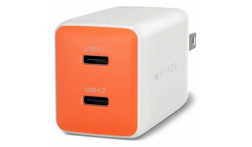 Targus HyperJuice Flex 45W GaN 2 USB-C Wall Charger White Orange 2 Year