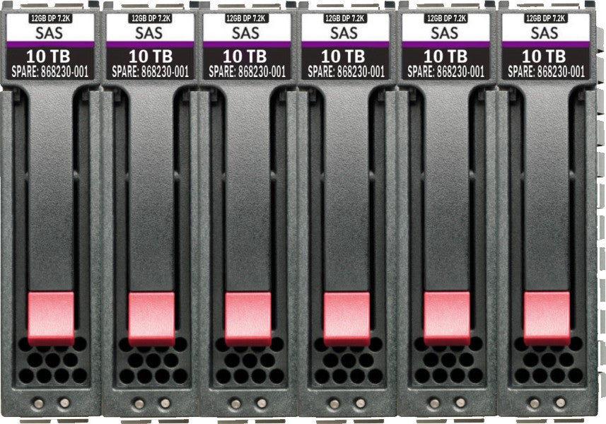 HPE R0P91A 60TB (6x 10TB P9M82A) 7.2K RPM 3.5in LFF 12G SAS HDD Bundle for MSA
