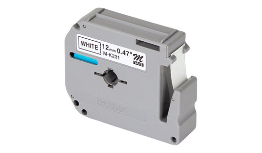 Brother M-231 Non-Laminated Label Tape, 12mm, Black on White, M231