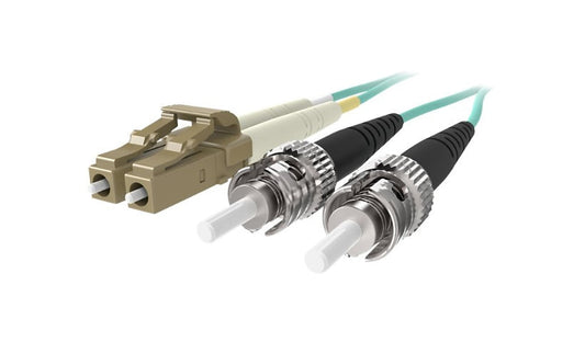 Belkin 2m (6.6ft) LC to ST 10Gb OM3 Multimode Duplex Fiber Patch Cable, 50/125, Aqua, F2F402L0-02M-G