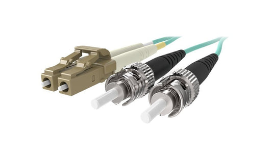 Belkin F2F402L0-03M-G 3m (9.8ft) LC to ST 10Gb OM3 Multimode Duplex Fiber Patch Cable, 50/125, Aqua