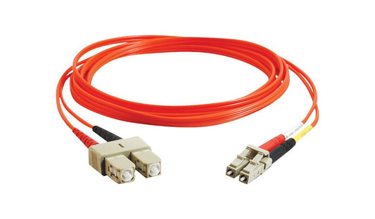 C2G 33155 2m (6.6ft) LC to SC OM1 Multimode Duplex Fiber Patch Cable, 62.5/125, Orange