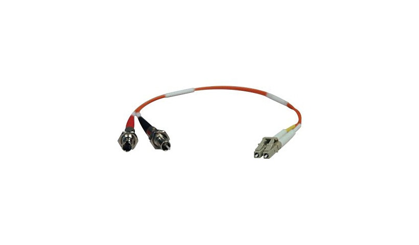 Eaton Tripp Lite 0.3m (1ft) LC Male to ST Female Multimode Duplex Fiber Adapter Cable, 62.5/125, Orange, N457-001-62