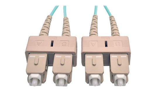 Tripp Lite (Eaton) N806-01M 1m (3.3ft) SC to SC 10Gb OM3 Multimode Duplex Fiber Patch Cable, 50/125, LSZH, Aqua