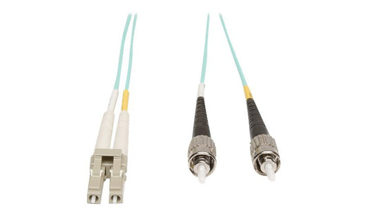 Tripp Lite (Eaton) N818-03M 3m (9.8ft) LC to ST 10Gb OM3 Multimode Duplex Fiber Patch Cable, 50/125, LSZH, Aqua