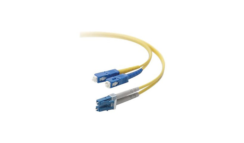 Belkin F2F802L7-03M 3m (9.8ft) LC/PC to SC/PC Single Mode Duplex Fiber Patch Cable, 8.3/125, Yellow