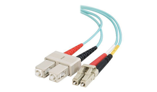 C2G 33053 3m (9.8ft) LC to SC 10Gb OM3 Multimode Duplex Fiber Patch Cable, 50/125, Aqua