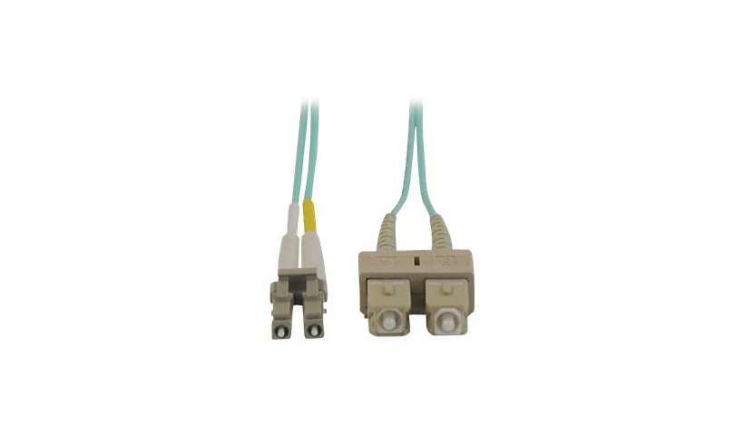 Tripp Lite (Eaton) N816-05M 5m (16.4ft) LC to SC 10Gb OM3 Multimode Duplex Fiber Patch Cable, 50/125, LSZH, Aqua