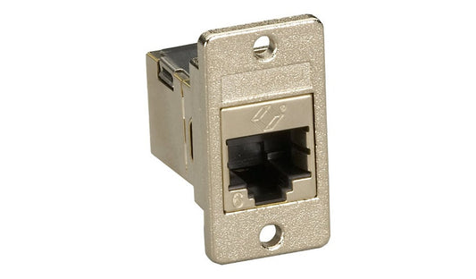Black Box FMT1021 Panel-Mount RJ45 Coupler with Bezel Silver Lifetime Warranty