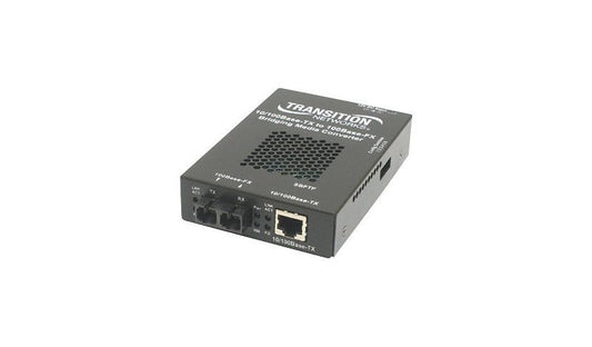 Lantronix SBFTF Series Fast Ethernet Media Converter, RJ-45 to SC Multimode 1300nm, 2km, TAA Compliant, Black, SBFTF1013-105-NA