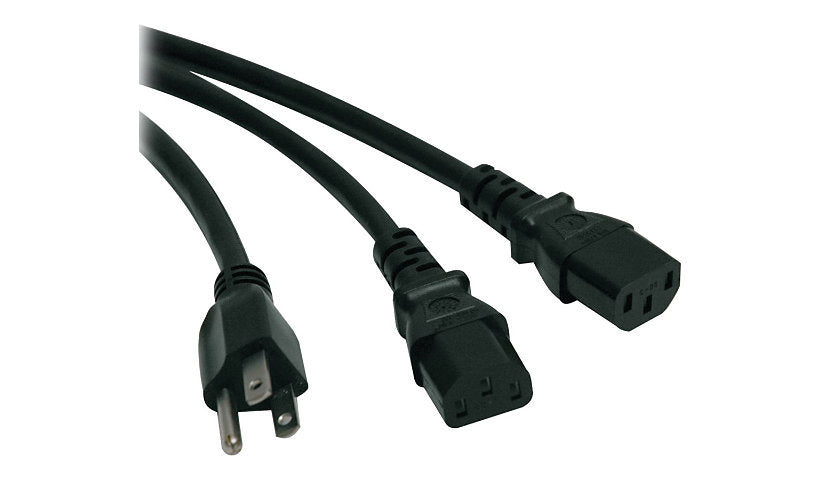 Tripp Lite P006-006-2 NEMA 5-15P to 2x C13 Y-Splitter Power Cord 6 ft 10A 125V