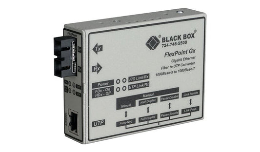 Black Box FlexPoint Modular Gigabit Media Converter, RJ-45 to LC Single Mode, 10km, LMC1009A-R3