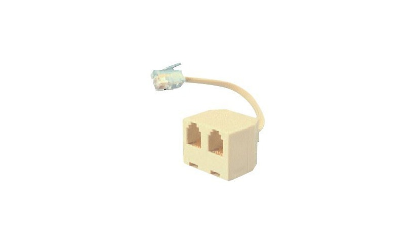 Allen AT464 Tel T-Adapter Handset Splitter 1 Plug to 2 Jacks Ivory