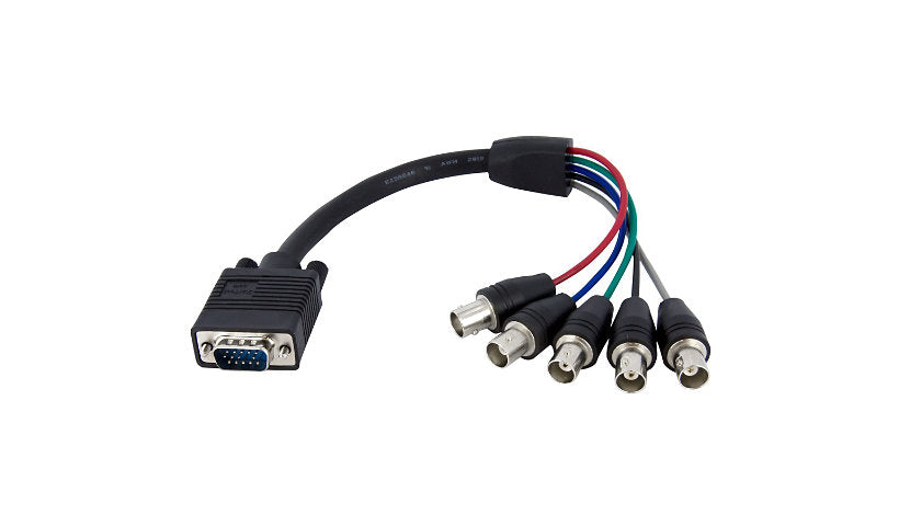 StarTech.com VGA HD15 to 5 BNC RGBHV Coax Breakout Cable, M/F, 1 ft