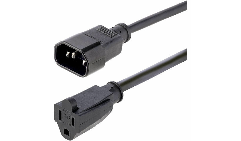 StarTech.com PAC100 C14 to NEMA 5-15R Power Adapter Cord 1 ft Lifetime Warranty