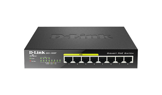D-Link DGS-1008P 8-Port Gigabit Unmanaged Desktop Switch, 4 PoE Ports