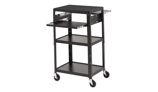 Bretford Basics Adjustable Multimedia Cart, Dual Pull-Out Shelves, A2642DNSE