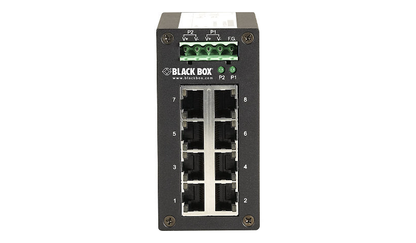 Black Box LGH008A Hardened 8-Port Gigabit Edge Switch, DIN Rail, TAA