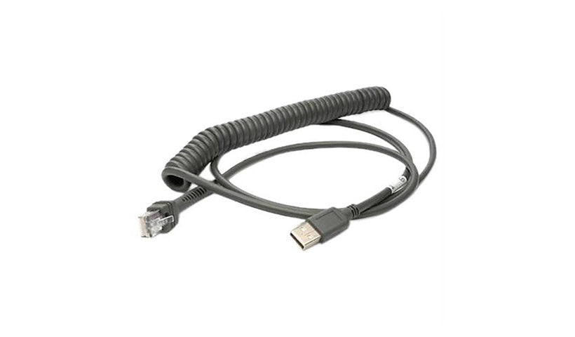 Motorola (Zebra) Coiled USB Cable for DS4208/DS6878/DS9208/LI4278, 9 ft