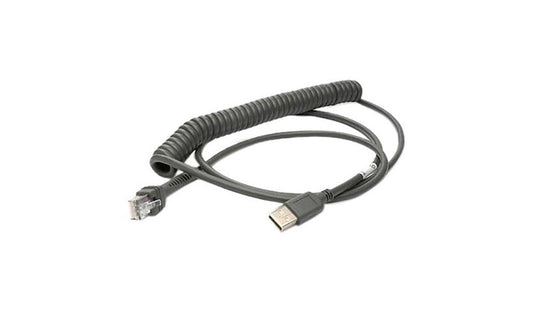 Motorola (Zebra) Coiled USB Cable for DS4208/DS6878/DS9208/LI4278, 9 ft