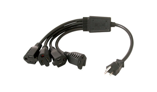 C2G 29806 NEMA 5-15P to 4x NEMA 5-15R 1-to-4 Power Cord Splitter 3 ft 18 AWG