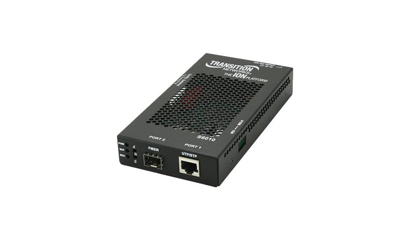 Lantronix ION S6010 Series T1/E1 to SC Multimode Fiber Media Converter, 1300nm, 2km, TAA Compliant, Black, S6010-1013-NA-PROMOTION
