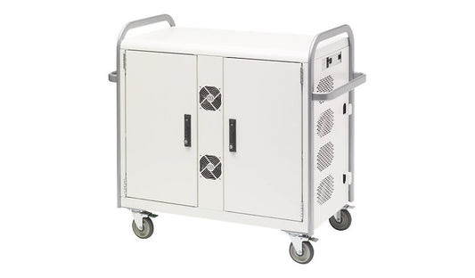 Bretford Basics MDMLAP32NR Network-Ready Cart, 32 Laptops, Concrete