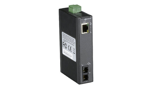 Black Box Hardened Mini Industrial Fast Ethernet Media Converter, RJ-45 to SC Single Mode, 20km, DIN Rail, LMC270A-SM-20K-SC