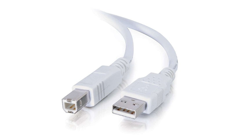 C2G USB 2.0 A to B Cable, Shielded Twisted Pair, M/M, White, 5 m (16.4 ft)