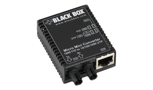 Black Box Micro Mini Gigabit Media Converter, RJ-45 to ST Multimode 850nm, USB Powered, TAA Compliant, LMC4001A