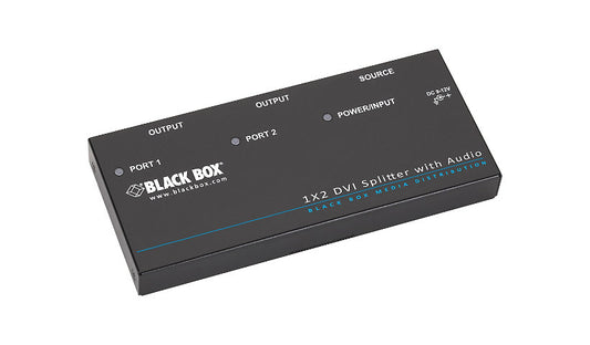 Black Box AVSP-DVI1X2 1x2 DVI-D Splitter with Audio 2 Ports 1920 x 1200 1 Year