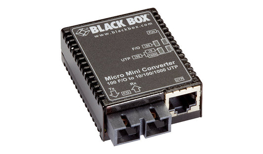 Black Box Micro Mini Gigabit Media Converter, RJ-45 to SC Multimode 1310nm, USB Powered, TAA Compliant, LMC402A