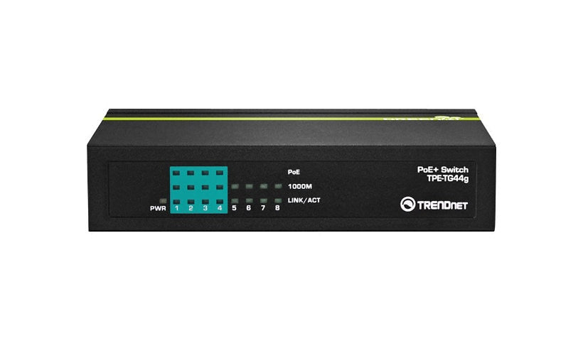 TRENDnet TPE-TG44G 8-Port Gigabit Switch, 4 PoE+ + 4 Gigabit, GREENnet