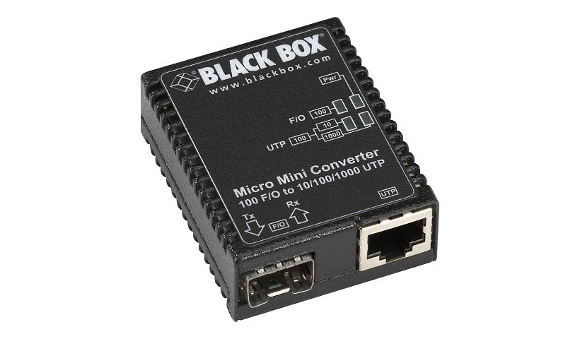Black Box LMC400A Micro Mini Media Converter, RJ-45 to 100Base-FX SFP, TAA