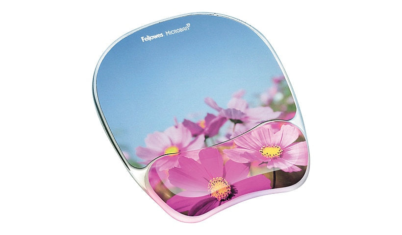 Fellowes Photo Gel Mouse Pad with Wrist Pillow Pink Flowers 9179001 1 Year