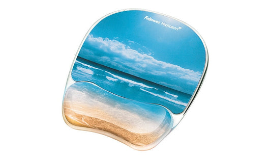 Fellowes Photo Gel Mouse Pad with Wrist Pillow Sandy Beach 9179301 1 Year