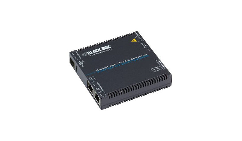 Black Box LGC5210A PoE+ Gigabit Media Converter, 2 x RJ-45 + SFP, TAA