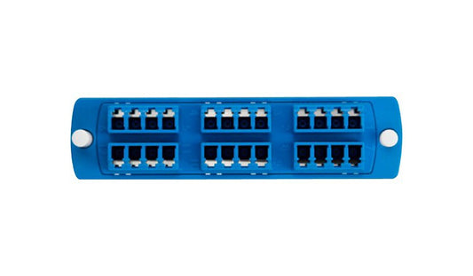 Leviton 5F100-4LL Opt-X SDX Fiber Adapter Plate 12 Duplex LC Single-Mode Blue