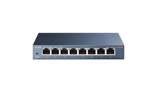TP-Link TL-SG108 Desktop Switch, 8 x Gigabit Ports, Unmanaged, Plug and Play