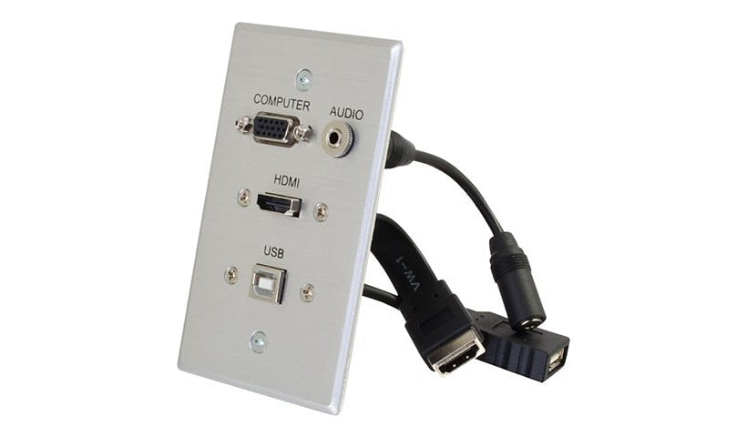 C2G 39707 HDMI 3.5mm and USB Pass-Through Single-Gang Wall Plate VGA