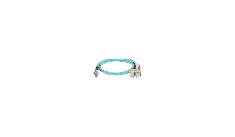 C2G 01010 3m (9.8ft) LC to SC OM4 Multimode Duplex Fiber Patch Cable, 50/125, Aqua