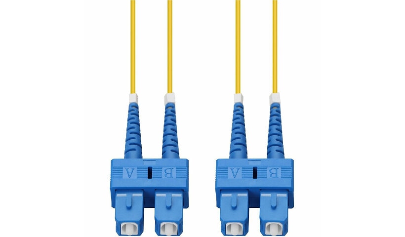 Proline 10m (32.8ft) SC to SC OS2 Single Mode (SMF) Duplex Fiber Patch Cable, 9/125 µm, Riser-Rated OFNR, Yellow, PRO-SC-SC-10M9SMF