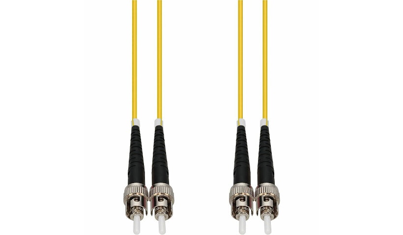 Proline 1m (3.3ft) ST to ST OS2 Single Mode (SMF) Duplex Fiber Patch Cable, 9/125 µm, Riser-Rated OFNR, Yellow, PRO-ST-ST-1M9SMF
