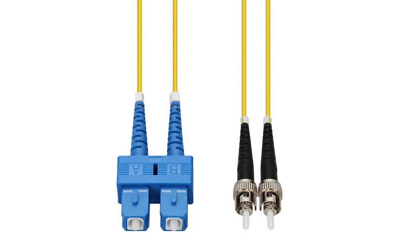 Proline 5m (16.4ft) ST to SC OS2 Single Mode (SMF) Duplex Fiber Patch Cable, 9/125 µm, Riser-Rated OFNR, Yellow, PRO-ST-SC-5M9SMF