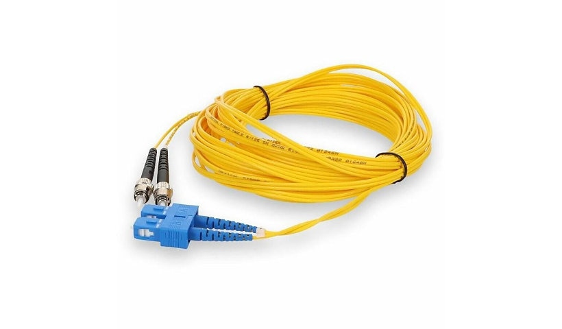 Proline 10m (32.8ft) ST to SC OS2 Single Mode (SMF) Duplex Fiber Patch Cable, 9/125 µm, Riser-Rated OFNR, Yellow, PRO-ST-SC-10M9SMF