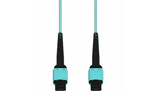 Proline PRO-MPOMPO-1M5OM4 1m (3.3ft) MPO/UPC to MPO/UPC 12 Fiber OM4 Multimode Patch Cable, 50/125, OFNR Riser, Aqua